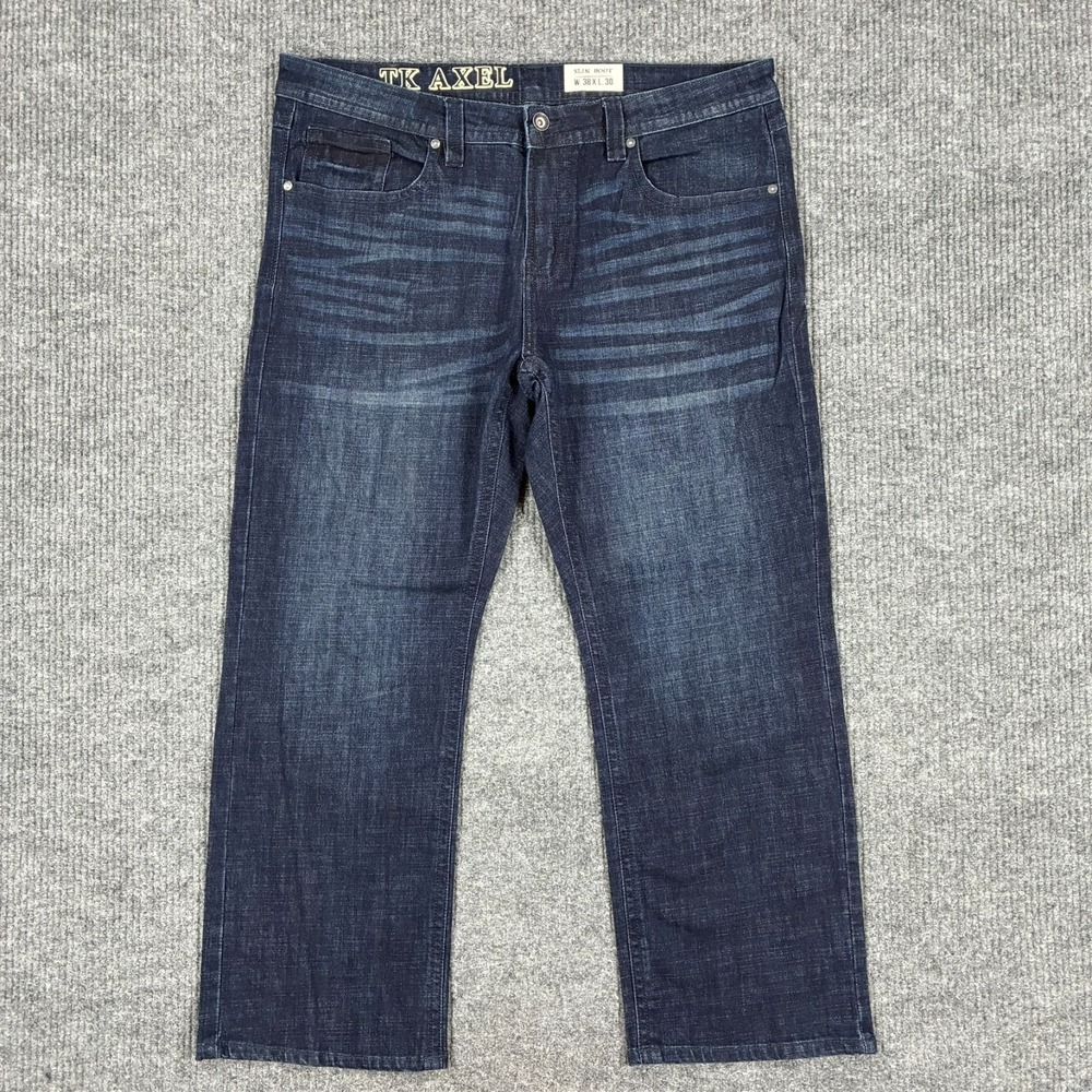 TK Axel Mens Slim Boot Jeans Size 38x30 Dark Wash Stretch Western Denim